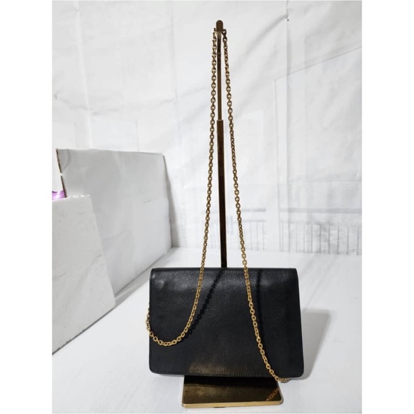 Authentic CHRISTIAN DIOR Grained Calfskin Wallet on Chain Black - Picture 4 of 12